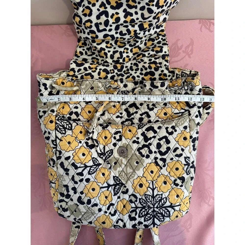 Vera Bradley yellow and‎ black drawstring backpack and shoulder bag